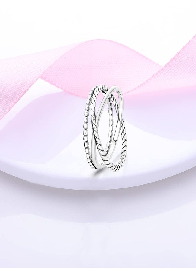 NARMO Rings for Women Entwined Line Band Ring 925 Sterling Silver Rings Size 8 - Image 3